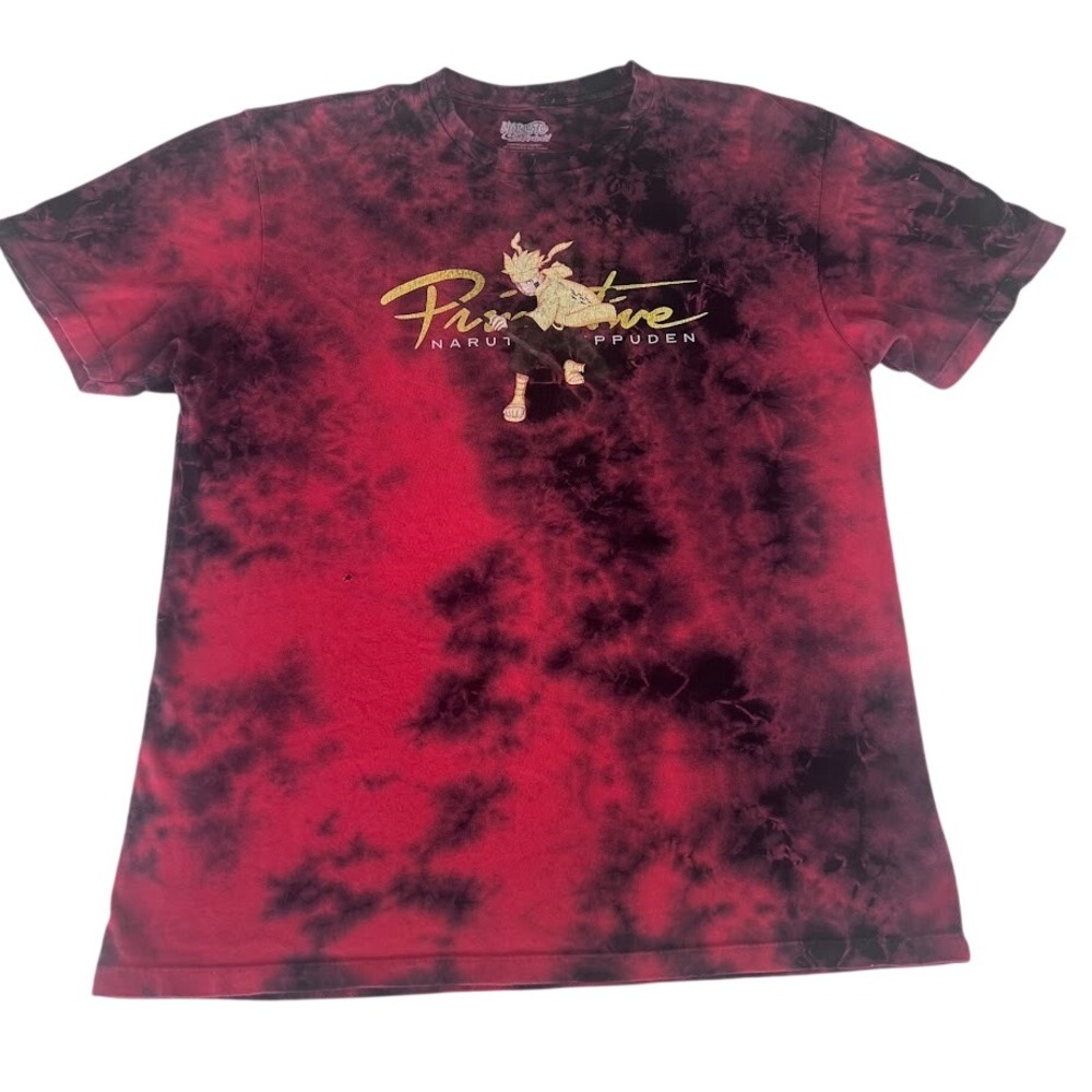 Primitive Naruto Shippuden Tie Dye Tee Mens L Red Black Anime Skate Streetwear